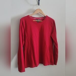 Ralph Lauren Cotton + Stretch Long Sleeved Crewneck, Women's XL, Red